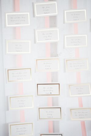 Peach Ribbon Escort Card Display