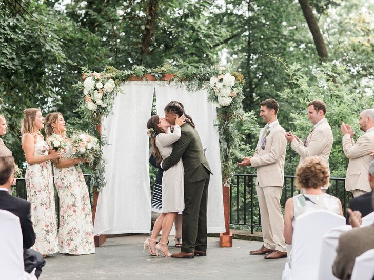 First Kiss at Natural Outdoor Ceremony