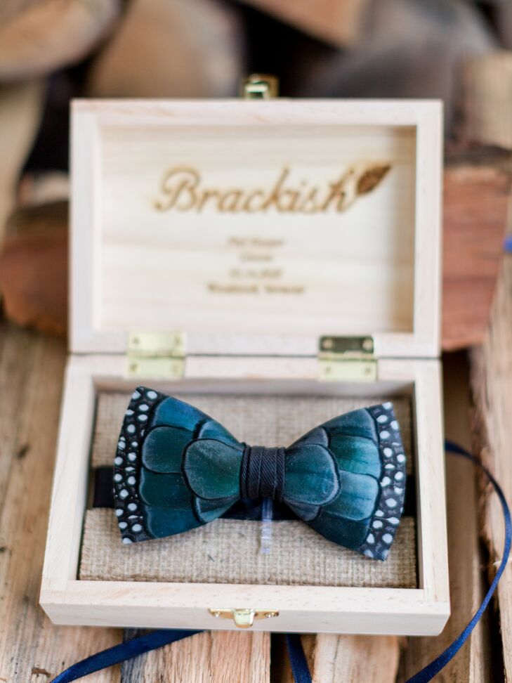 Feather Bowtie for Wedding at The Woodstock Inn and Resort in Vermont