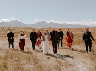 Katharine and Daniel met on a camping trip in the Mojave Desert and got engaged on a trip to Mammoth Lakes. “The Eastern Sierras are a very special pl