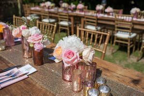 Pink, White and Peach Centerpieces