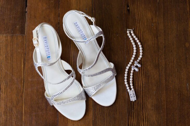Silver Shoes and Pearl Hair Accessory