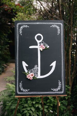 Chalkboard Sign With Anchor and Flowers