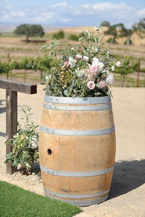 Wine Barrel Ceremony Flower Display
