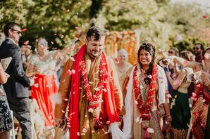 Recessional During Indian Wedding at Overbrook House in Buzzards Bay, Massachusetts