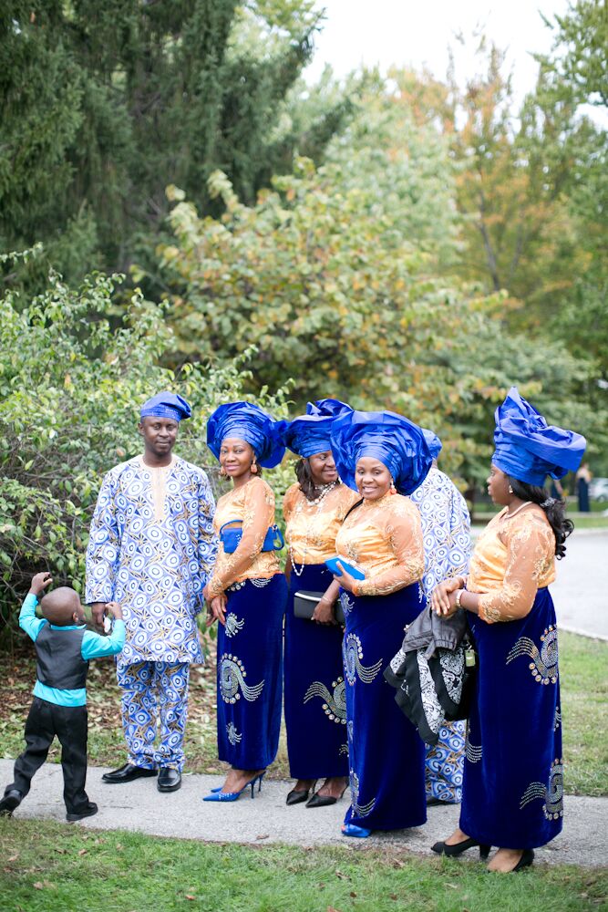 Since Bassey's family is from Nigeria, he and Jessica wanted to honor his culture in their wedding. His aunt sewed traditional Nigerian dresses for all the women in his family to wear for the chic wedding.