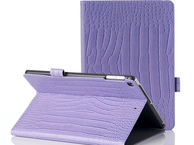 Lavender faux crocodile iPad case gift for mom-in-law