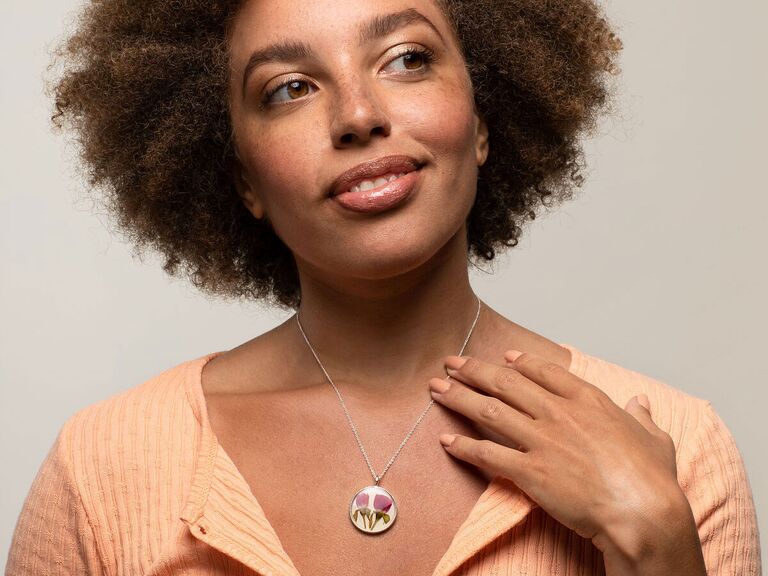 Birth flower pendant necklace bridesmaid gift idea