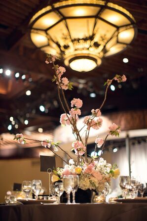 Tall Cherry Branches Centerpiece