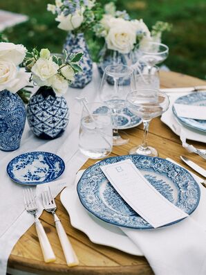 Chinoiserie Charger Plates, Bowls and Vases on Secret-Garden-Themed Table