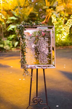 Intimate Seating Chart Written on Mirrored Tray