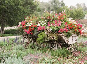 Wooden Wagon Filled With Flowers