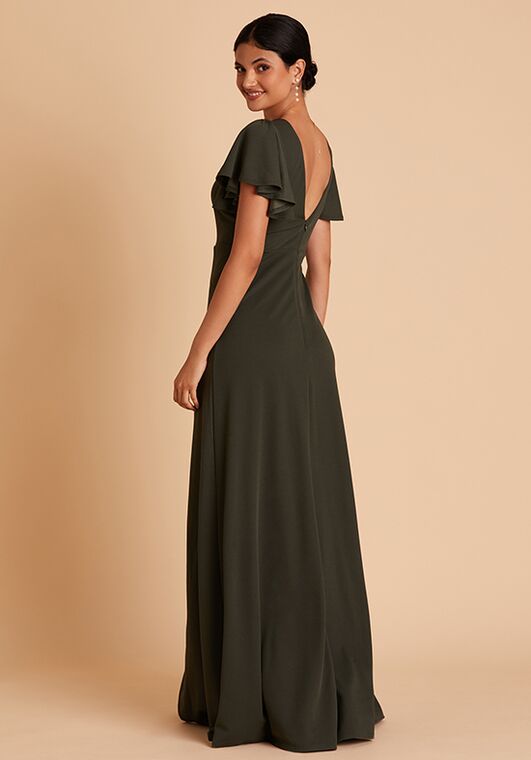 Birdy Grey Hannah Dress in Crepe Olive V-Neck Bridesmaid Dress - 6