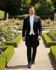 BLACKTIE EDWARD Black Tailcoat Wedding Tuxedo Black Tuxedo