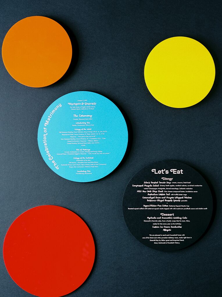 Colorful round wedding programs