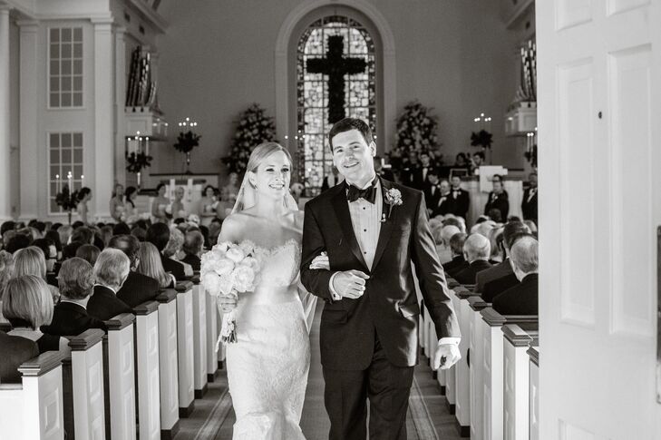 The ceremony was held in the bride's hometown church.