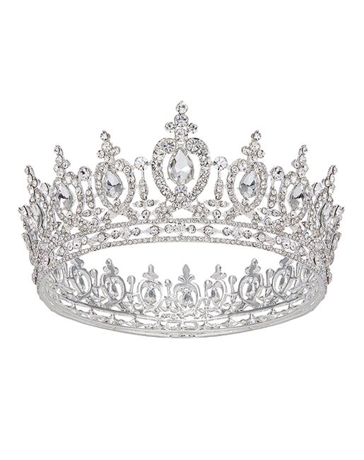 AW Bridal AW BRIDAL Wedding Crown Tiara Crystal Birthday Crown for Women Rhinestone Queen Crown Bridal Party Pageant Crown Wedding Hair Accessories for Brides (Silver) Silver Tiara - 6