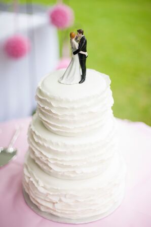 White Three Tier Ruffle Layer Cake