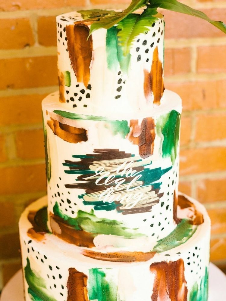 green-and-brown wedding cake