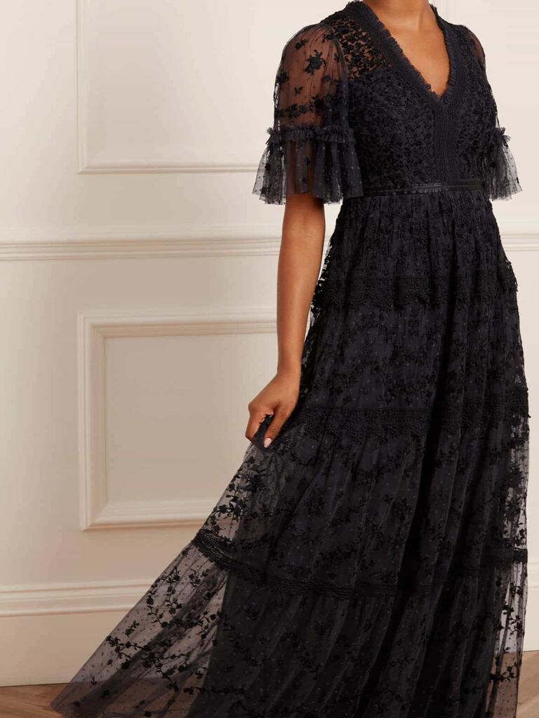 Needle & Thread black lace gothic bridesmaid dress