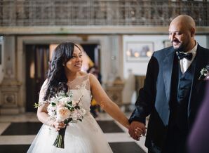 Glamorous Bride and Groom at Baltimore's George Peabody Library