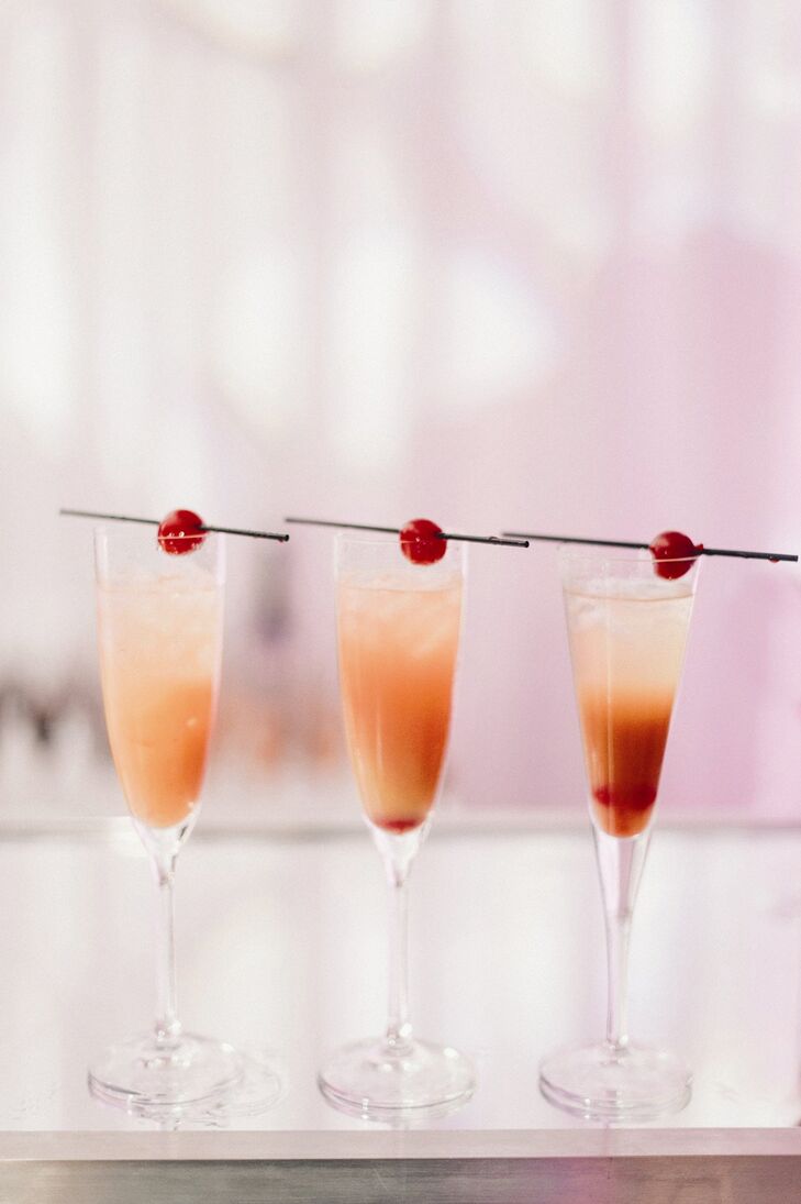Champagne cocktails were served up on the lawn of the Fairchild, next to the reception site.