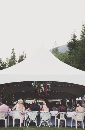 Tented Reception with Burgundy and White Decor