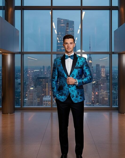 BLACKTIE AMSTERDAM Turquoise Wedding Tuxedo Blue Tuxedo - 7
