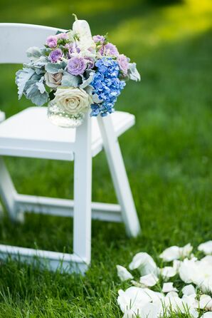 Lavender and Blue Rose Aisle Decor