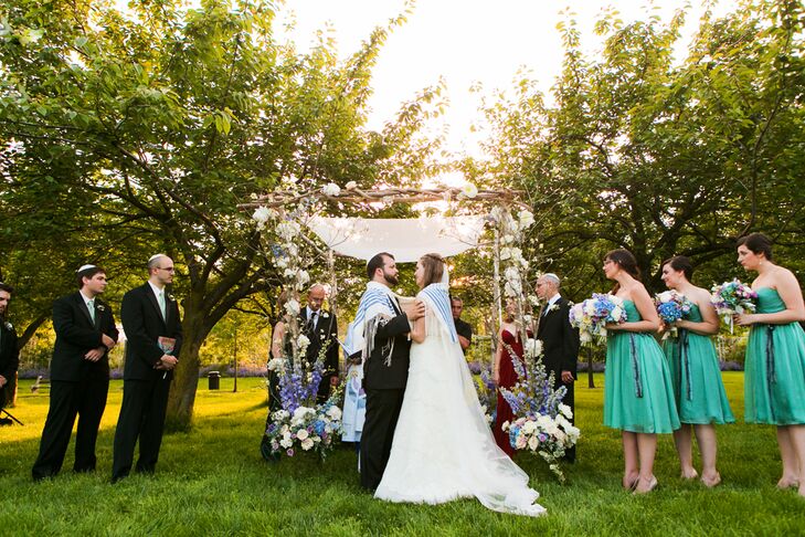 Alexandra and Will really wanted to involve their families in their wedding day. "Using my grandfather's tallit, or prayer shawl, and Will's grandfather's wedding band made the ceremony extra-special and kept our family close to our hearts during the whole thing," Alexandra says.