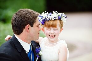 Blue Flower Girl Headpiece