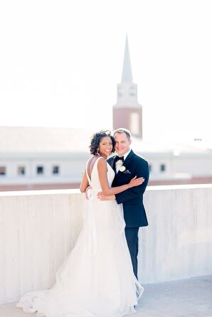 David's Bridal Wedding Dress With Crumb-Catcher Neckline