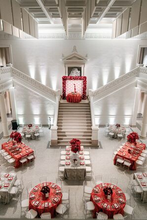 Glam Red-and-White Reception at the New Orleans Museum of Modern Art