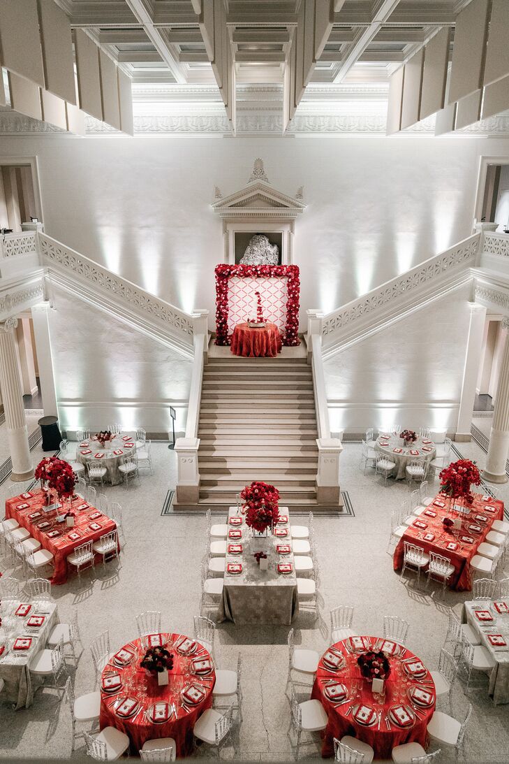 Glam Red-and-White Reception at the New Orleans Museum of Modern Art
