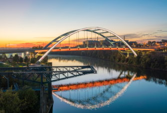 Nashville bridge at sunset