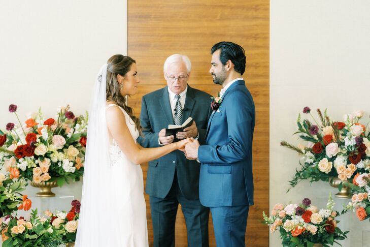 Officiant Reading During Wedding Vow Exchange