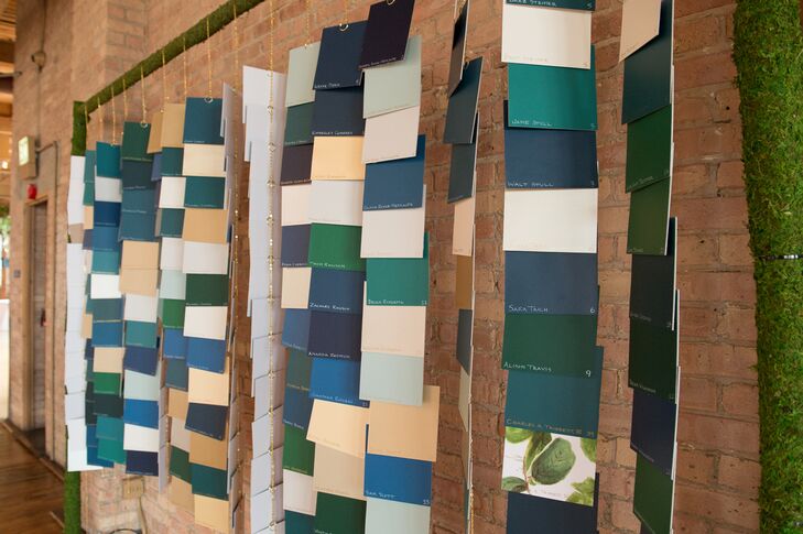 Escort Card Wall Made of Paint Swatches
