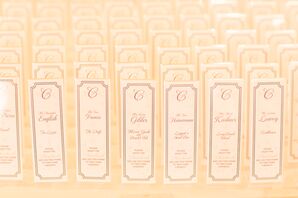 Tall Vertical Monogrammed Escort Cards