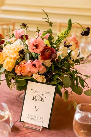 Pink Reception Centerpieces at The Meridian House in Washington, D.C.