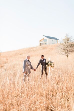 Same-Sex Couple Portraits in Field at Blue Vista in Randolph, Kansas