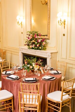 Dusty Rose Linens on Reception Table at The Meridian House in Washington, D.C.