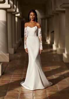 Moonlight Tango T144 Mermaid and Trumpet Wedding Dress