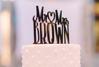 Mr. and Mrs. Brown cake topper