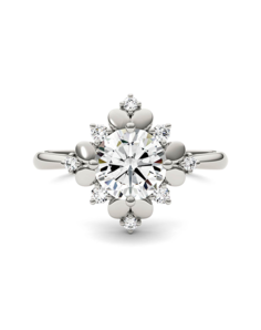 Forever One Moissanite Unique Round Cut Engagement Ring