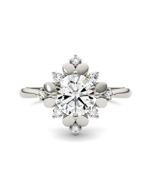 Forever One Moissanite Unique Round Cut Engagement Ring