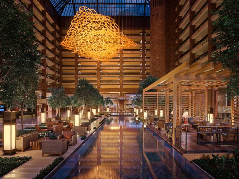 Outdoor pool and lounge area at Hilton Anatole Dallas wedding venue in Dallas, Texas