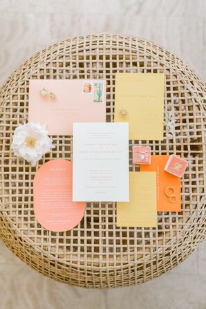Romantic Pink, Yellow and Orange Wedding Invitations