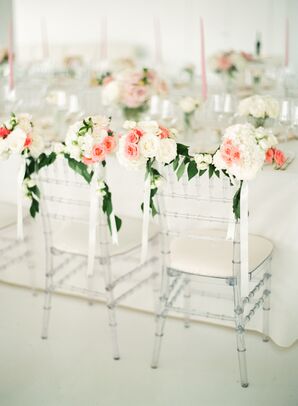 Blush Rose and Ivory Hydrangea Chair Decor