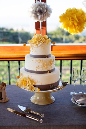 Yellow Detailed Wedding Cake