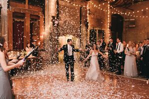Bride and Groom Greeted by Celebratory Confetti